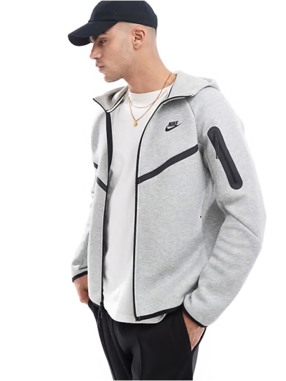 Nike Light Grey Performance Zip Hoodie with Black Trim